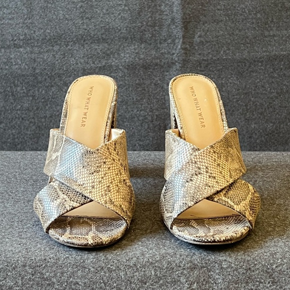 Who What Wear Slipper Heel Sandals Snakeskin Print - Picture 3 of 11